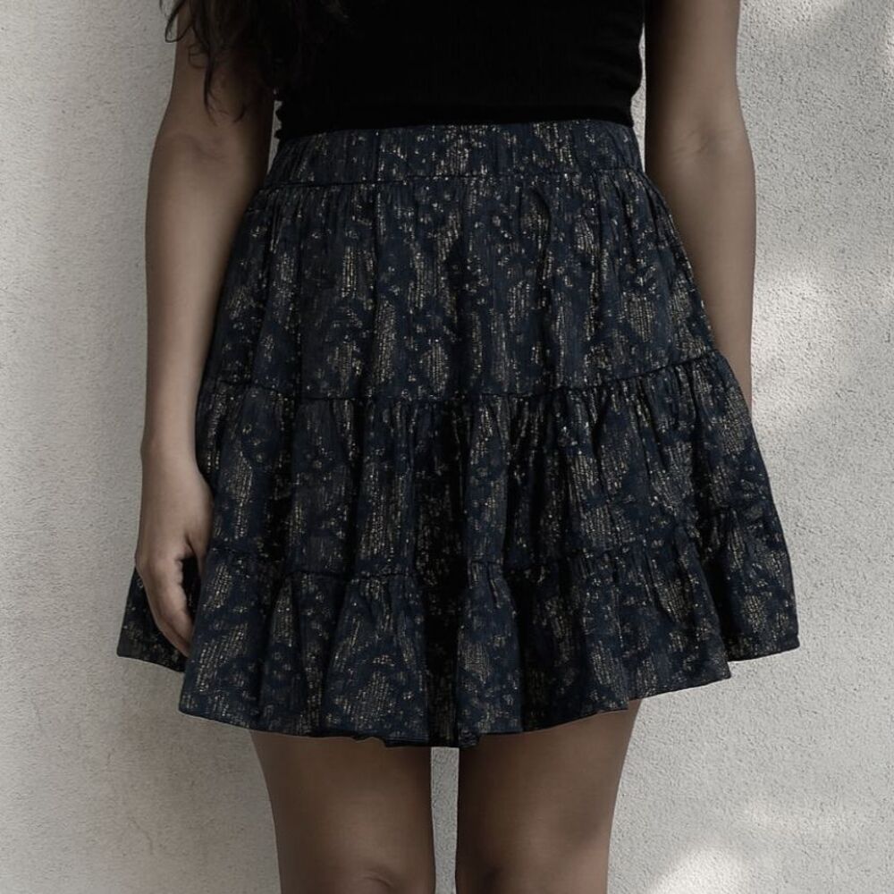 Roberta Roller Rabbit Black & Gold 100% Cotton Mini Skirt Women’s Size XL